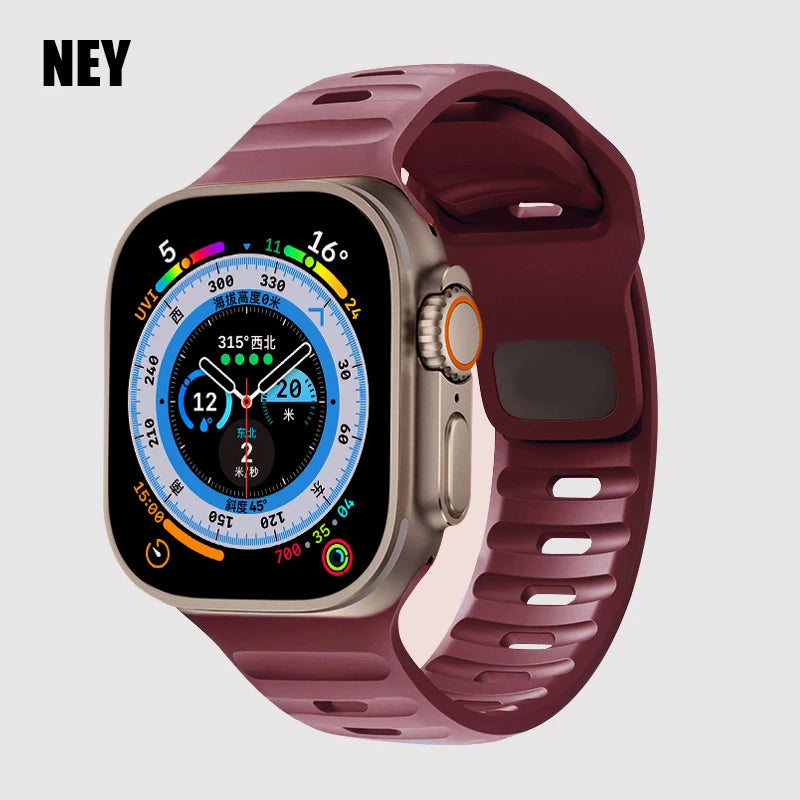 Sport Strap For Apple Watch Ultra band 49mm 45mm 40mm 44mm 42mm 41mm 38mm Silicone Air hole Bracelet iWatch Serie 8 7 6 SE 5 4 3