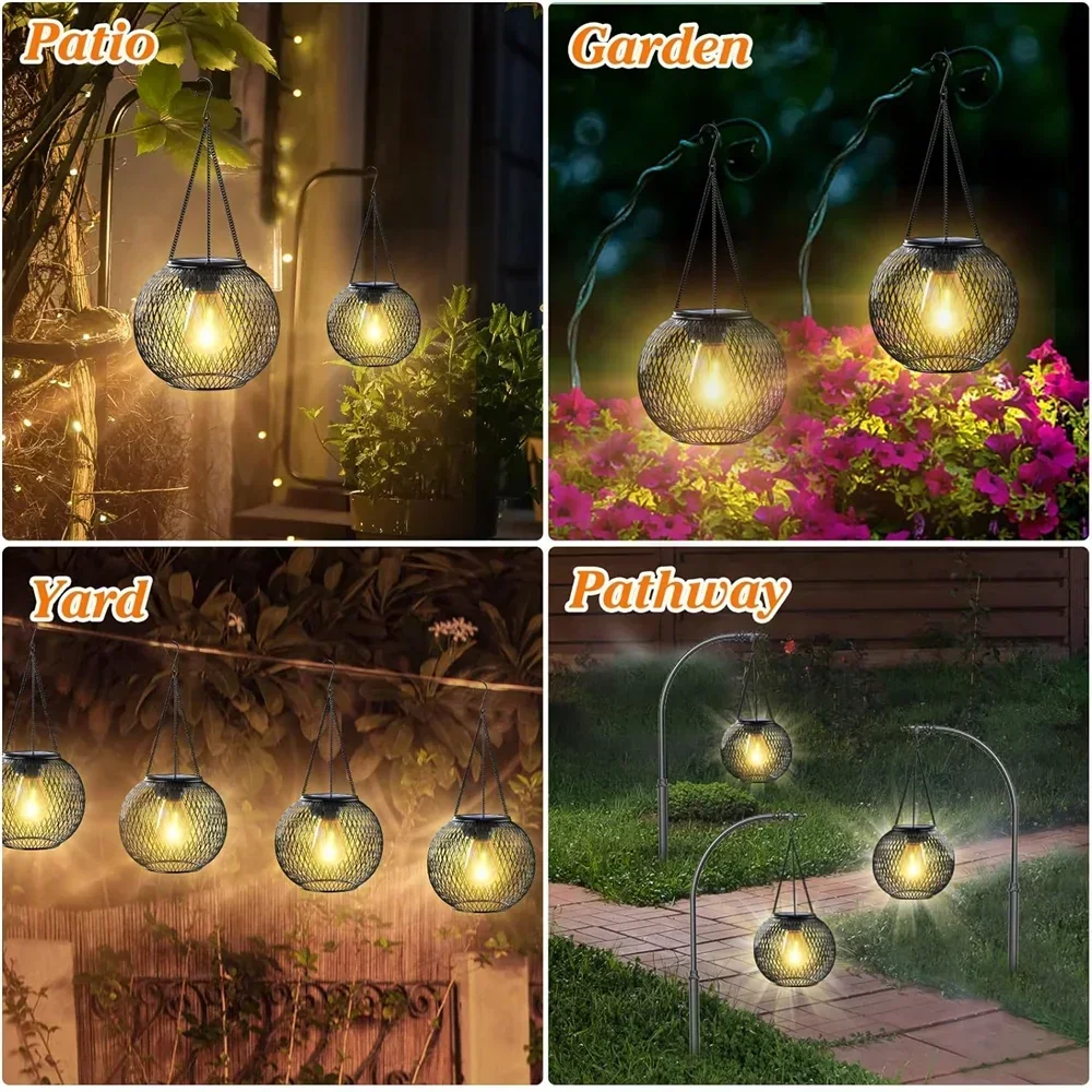 Solar Lantern Outdoor, Ortiny Upgraded Solar Lights for Outside Decorative Outdoor Hanging Lights Waterproof Solar Lanterns 