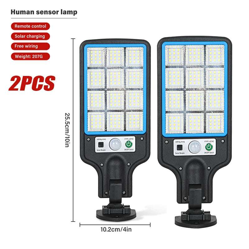 1~4PCS Solar Lights Outdoor With 3 Modes Waterproof Motion Sensor Security Lighting LED Wall Street Lamp for Garden 108/117COB