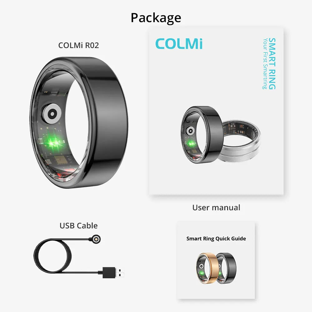 COLMI R02 Smart Ring Military Grade Titanium Steel Shell Health Monitoring IP68 & 3ATM Waterproof Multi-sport Modes