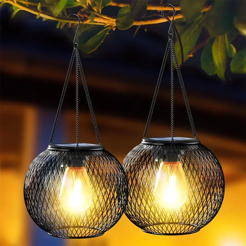 Solar Lantern Outdoor, Ortiny Upgraded Solar Lights for Outside Decorative Outdoor Hanging Lights Waterproof Solar Lanterns 