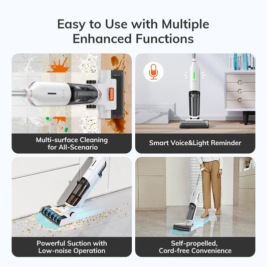 ILIFE W90 Cordless Wireless Wet Dry Smart Mop Washing , 5500Pa Suction, 1 Min Self Cleaning, Large Dual Water Tank