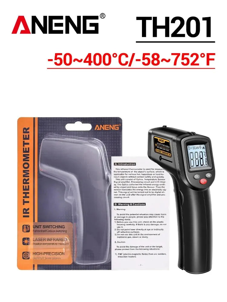 ANENG TH201 High sensitivity digital infrared measuring gun hygrometer backlight screen laser positioning non-contact temperature 