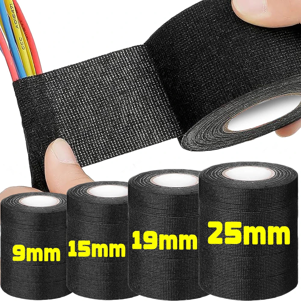 Electrical Tape Heat-resistant Harness Bundle Insulation Auto Wiring Fabric Cloth Wrap Waterproof Cable Organizer Adhesive Tapes 