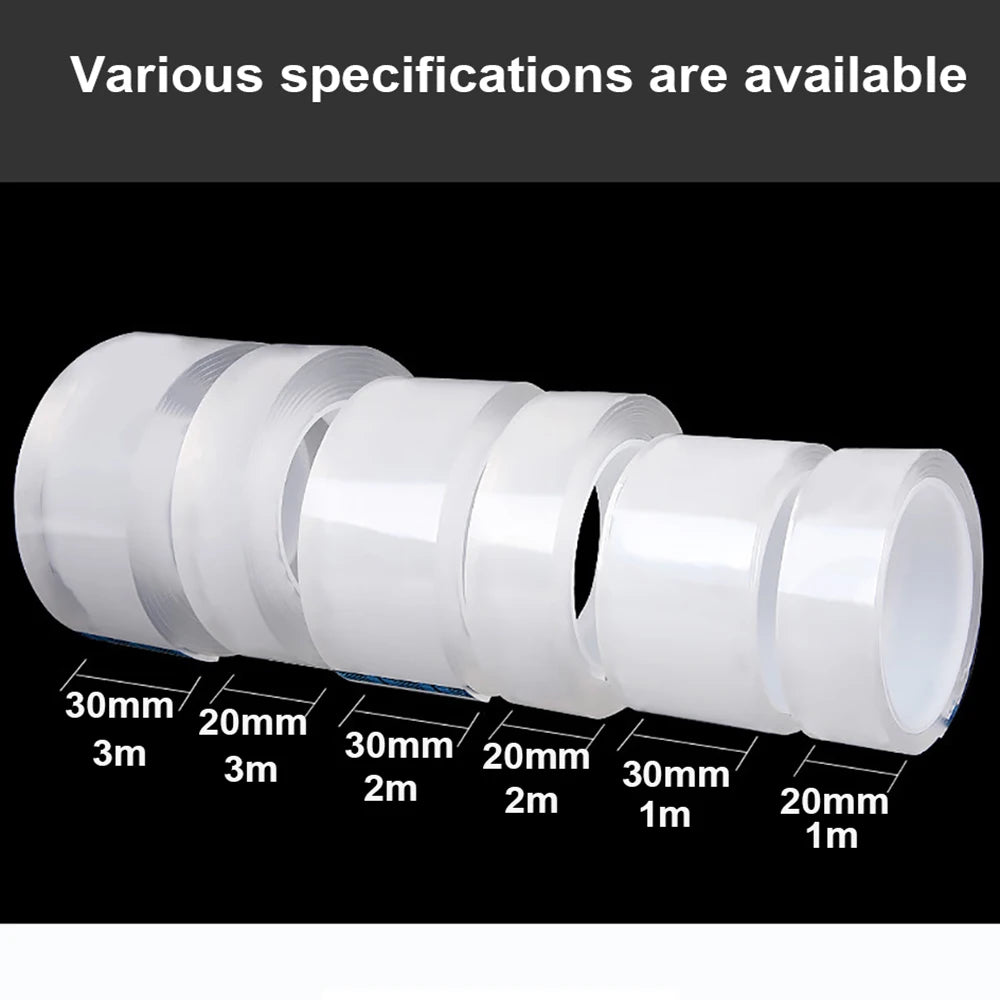 1-10M Nano Double Sided Tape Heavy Duty Transparent Adhesive Strips Strong Sticky Multipurpose Reusable Waterproof Mounting Tape 