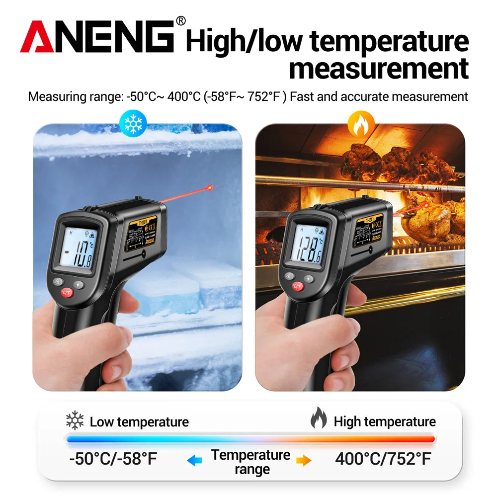 ANENG TH201 High sensitivity digital infrared measuring gun hygrometer backlight screen laser positioning non-contact temperature 