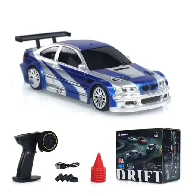 2.4G High speed Drift Rc Car 1/43 4WD Remote Control Car Four Wheel Drive Radio Controlled Mini GTR Racing Model Boy Toy Gift 