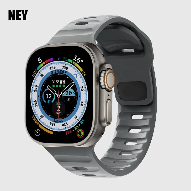 Sport Strap For Apple Watch Ultra band 49mm 45mm 40mm 44mm 42mm 41mm 38mm Silicone Air hole Bracelet iWatch Serie 8 7 6 SE 5 4 3