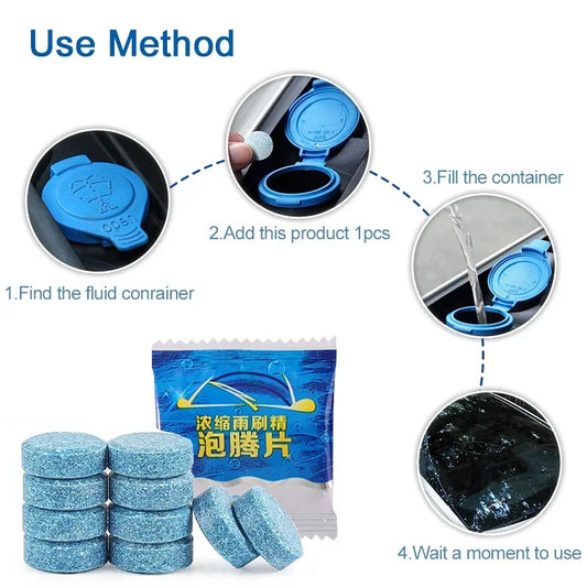 Solid Cleaner Car Windscreen Cleaner Effervescent Tablet Auto Wiper Glass Solid Cleaning Concentrated Tablets Detergent "