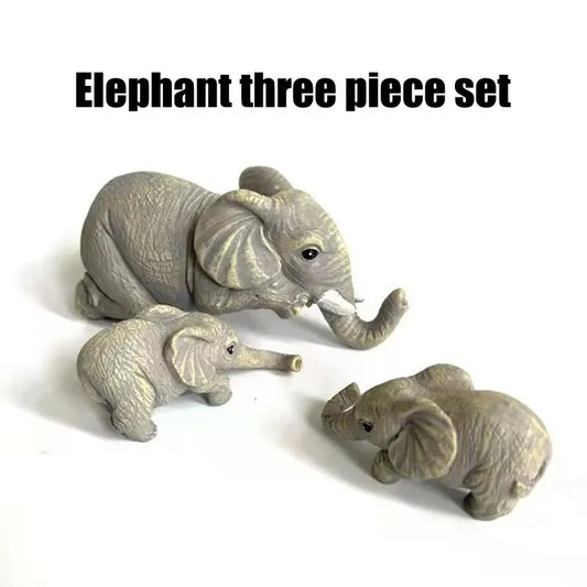 3PCS/set Elephant Sitter Hand-Painted Figurines,Full Size Mother and Two Babies Hanging Off The Edge of a Shelf Or Table,Resin