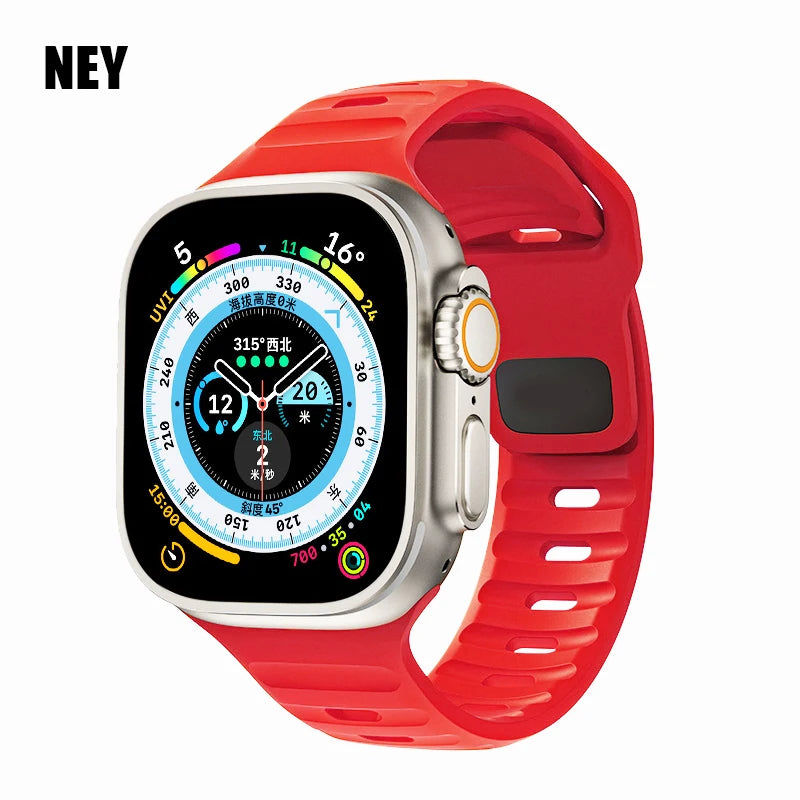 Sport Strap For Apple Watch Ultra band 49mm 45mm 40mm 44mm 42mm 41mm 38mm Silicone Air hole Bracelet iWatch Serie 8 7 6 SE 5 4 3