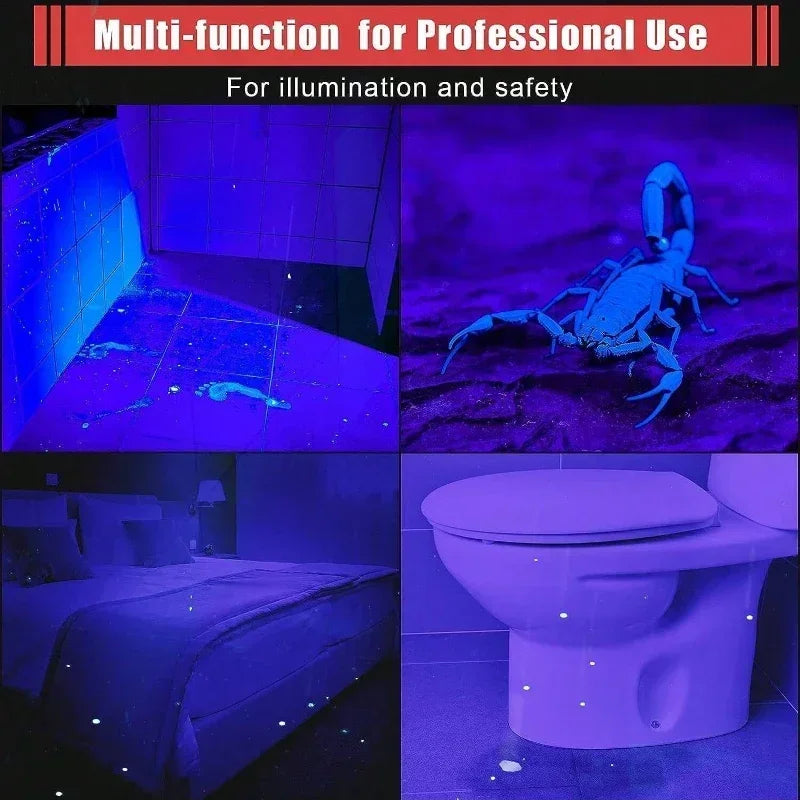 365nm UV Flashlight Ultraviolet Torch With Pen Clip Portable Violet Light Pet Urine Scorpion Detector UV Lamp Use AAA Batteries 