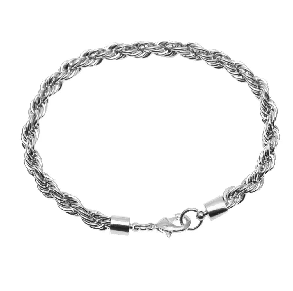 Hot Silver Plated Twisted Rope Bracelet Jewelry For Women And Men Fashion Chain Charm Flash Jewelry