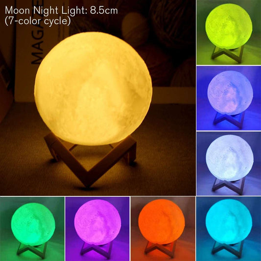 Moon Lamp LED Night Light Battery Powered With Stand Starry Lamp For Bedroom Decor Night Lights Kids Gift Moon Lamp