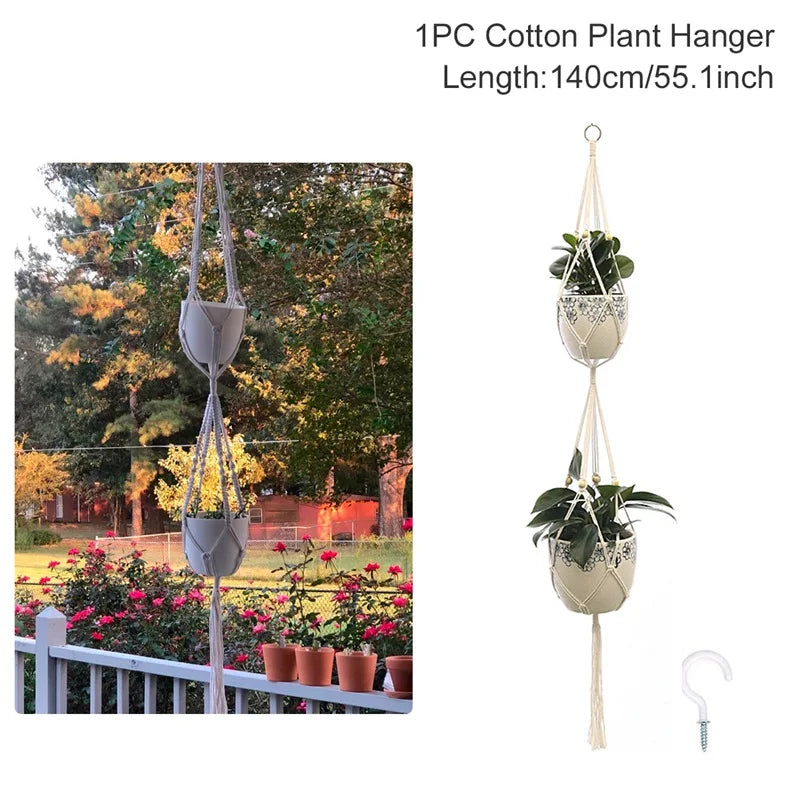 Hanging Plant Handmade Macrame Plant Hanger Flower Pot Planter Hanger Wall Decor Courtyard Garden Hanging Planter Hanging Basket