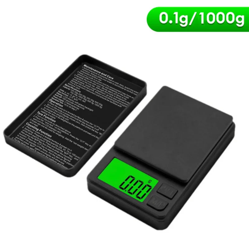 Precision Pocket Scale 1000g X 0.01g - Digital Gram Food Jewelry Ounces/Grains Scale with Backlit LCD - Mini Scale for Travel