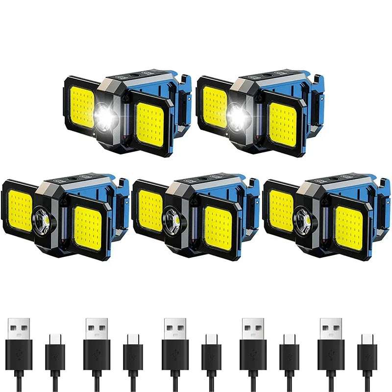 Mini Flashlight Keychain Light COB Work Light USB Rechargeable Lamp with 90° Foldable Side Lights Super Bright Portable Lanterns