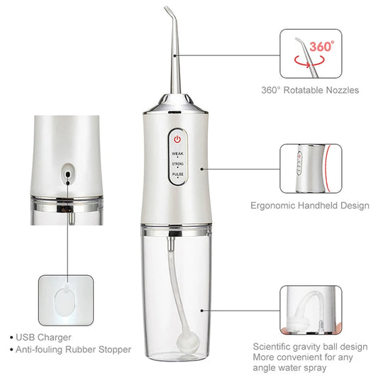 Portable Smart Electric Oral Irrigator Water Flosser 4 Jets 3 Modes Rechargeable Dental Water Jet Irrigator Dental Teeth Cleaner 