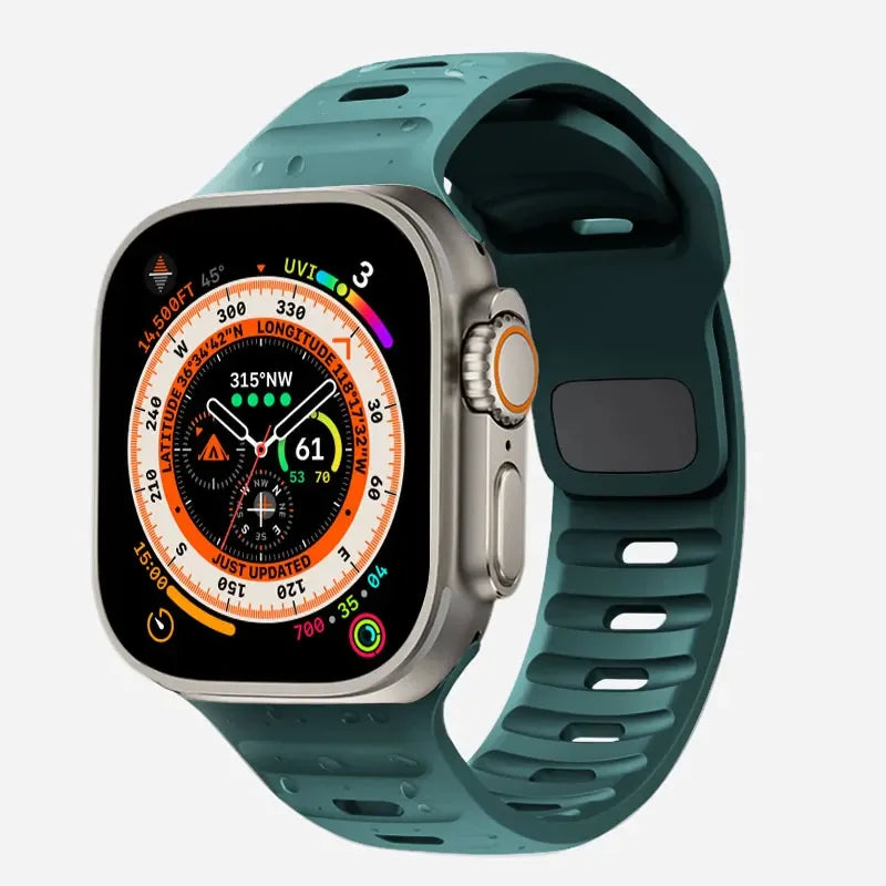 Sport Strap For Apple Watch Ultra band 49mm 45mm 40mm 44mm 42mm 41mm 38mm Silicone Air hole Bracelet iWatch Serie 8 7 6 SE 5 4 3