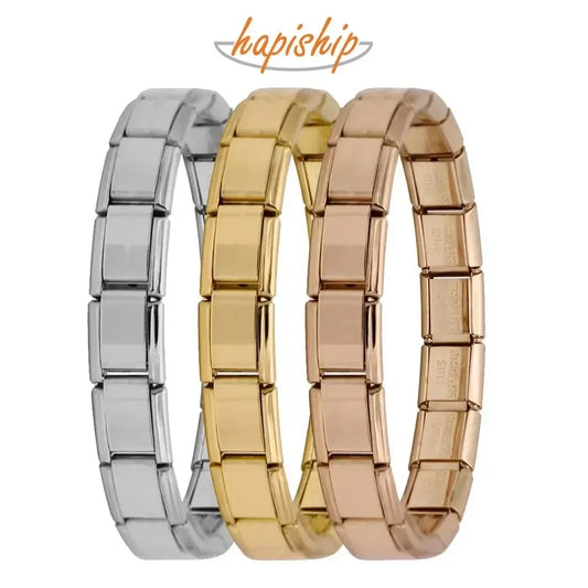 Hapiship New Women's Jewelry 9mm Width Itanlian Elastic Charm Bracelet Fashion Stainless Steel Bangle ST-