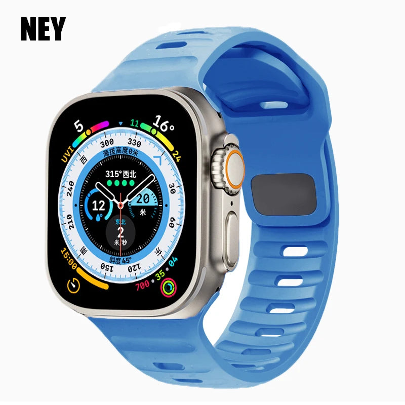 Sport Strap For Apple Watch Ultra band 49mm 45mm 40mm 44mm 42mm 41mm 38mm Silicone Air hole Bracelet iWatch Serie 8 7 6 SE 5 4 3