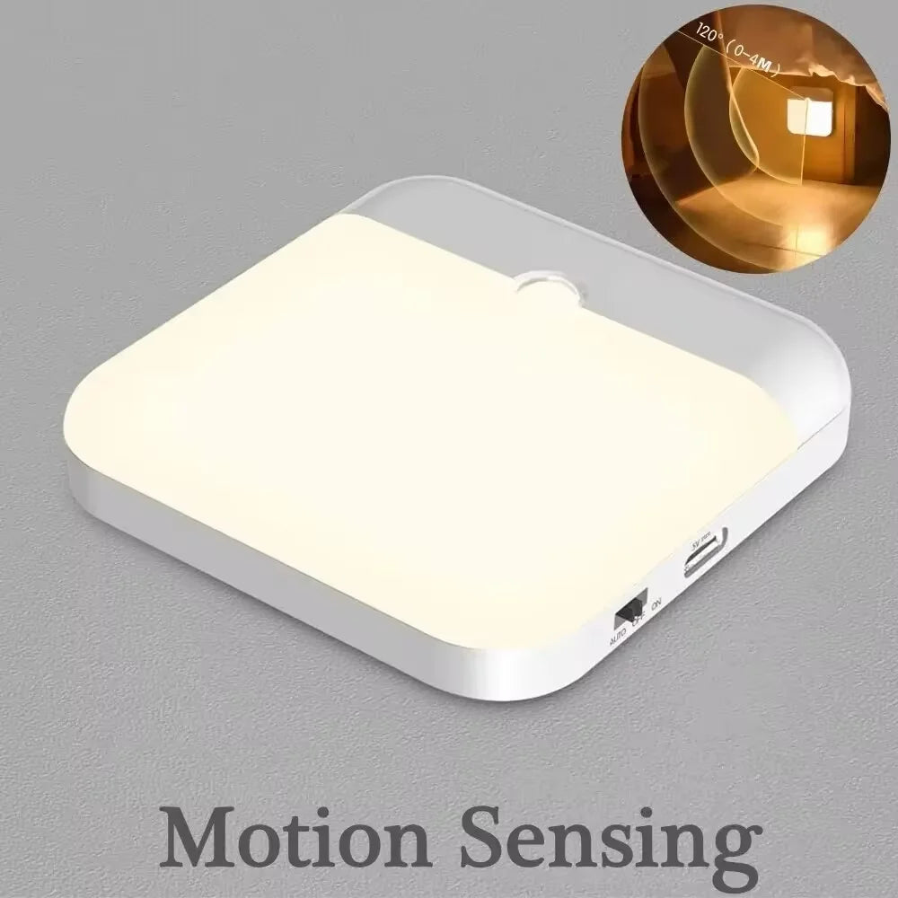 LED Night Light, Human Motion Sensor Lamp USB C Rechargeable Closet Light, Wireless LED Wall Lamp For Stairs Closet Kitchen Bed