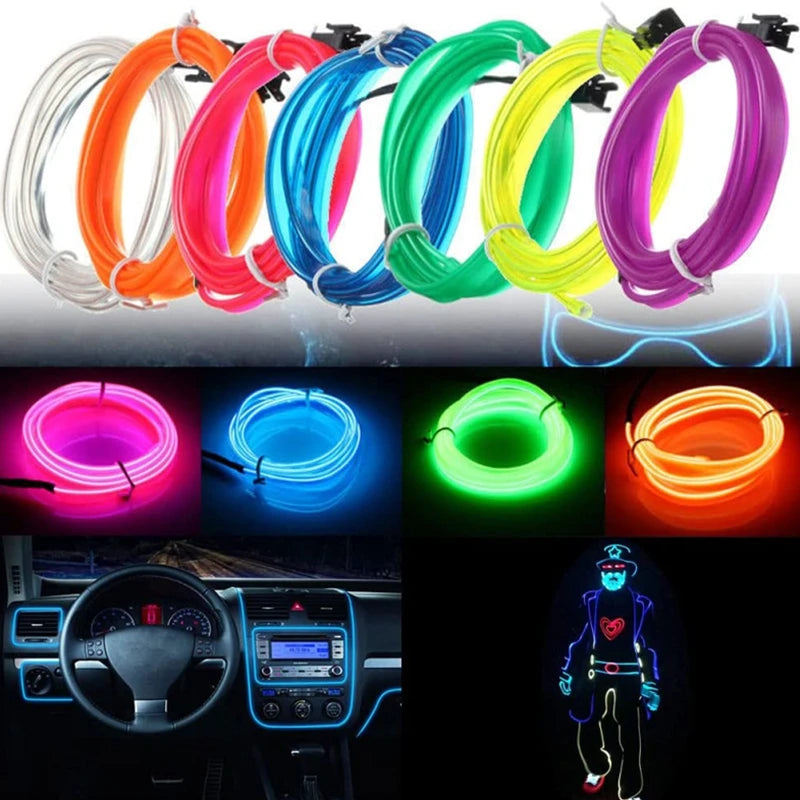 5M Car Environment El Wire LED USB Flexible Neon Interior Lights Assembly Light For Automotive Decoration Lighting Accessories 