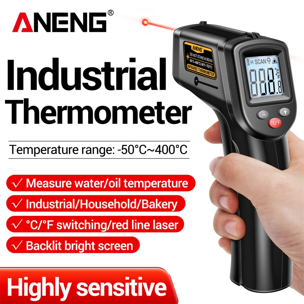 ANENG TH201 High sensitivity digital infrared measuring gun hygrometer backlight screen laser positioning non-contact temperature 